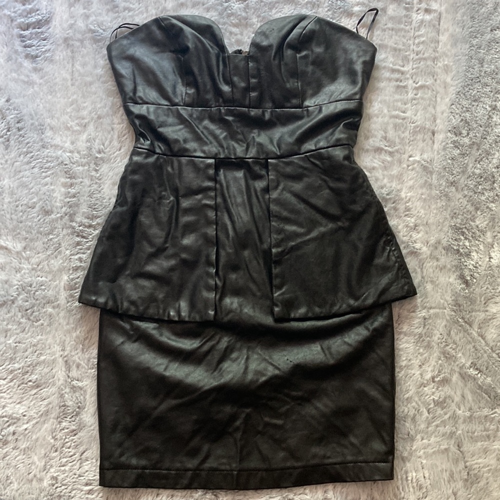Leather like Polyester Dress